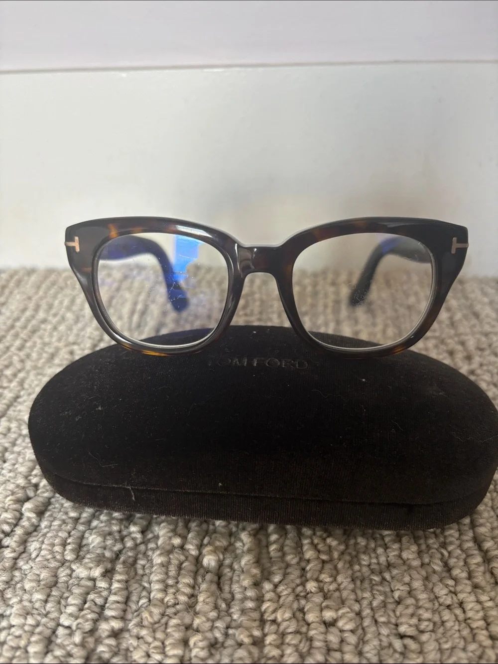 Tom Ford Women's Tortoiseshell Frame with Gold Temple T Accents